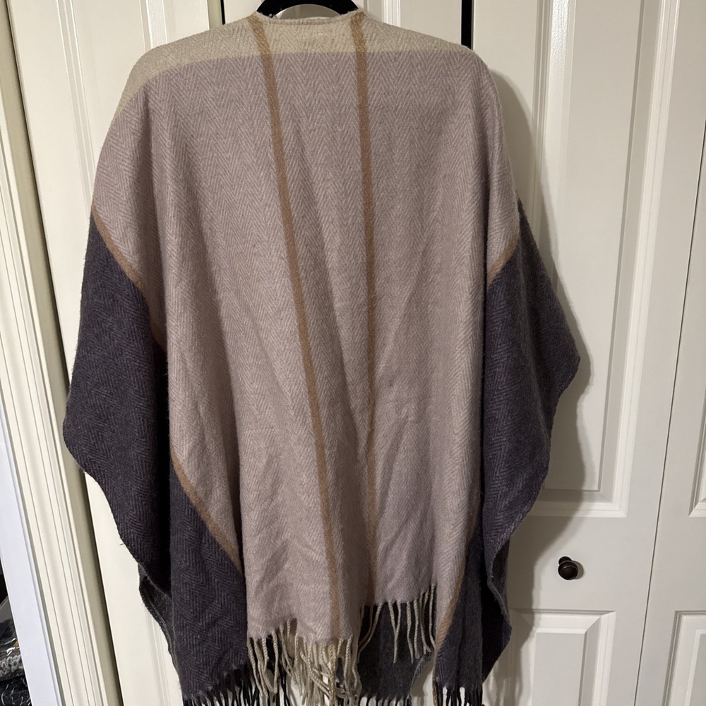 Woolrich Poncho Womens One Size Brown Plaid Reversible Ruana Cape Blanket Wrap - Picture 3 of 5